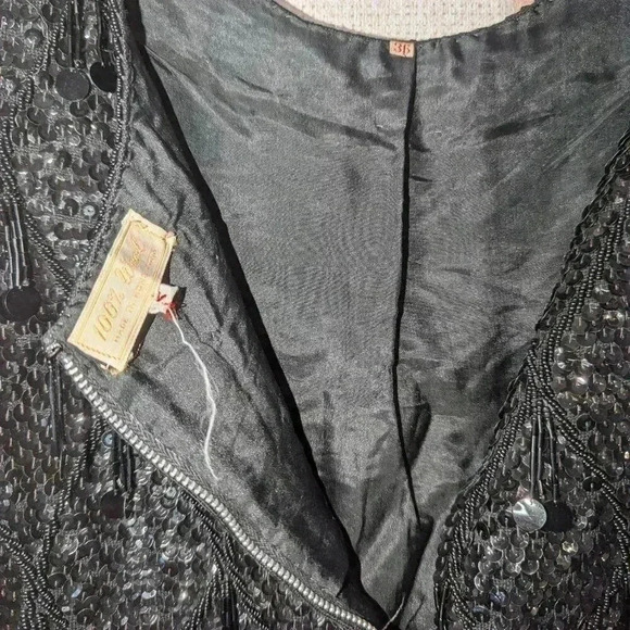 Vintage Beaded Sequin Black Top - Picture 4 of 5